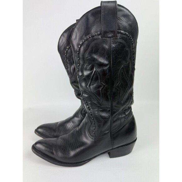 Vintage Laredo Montana Cowboy Western Boots Men's Sz 9 Toe Stitched Pattern - Picture 9 of 12